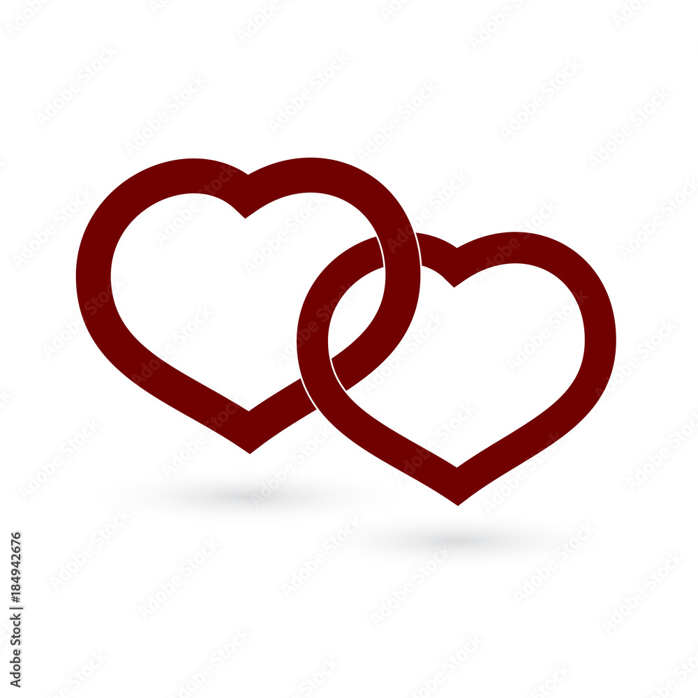 Icons two hearts red on white background