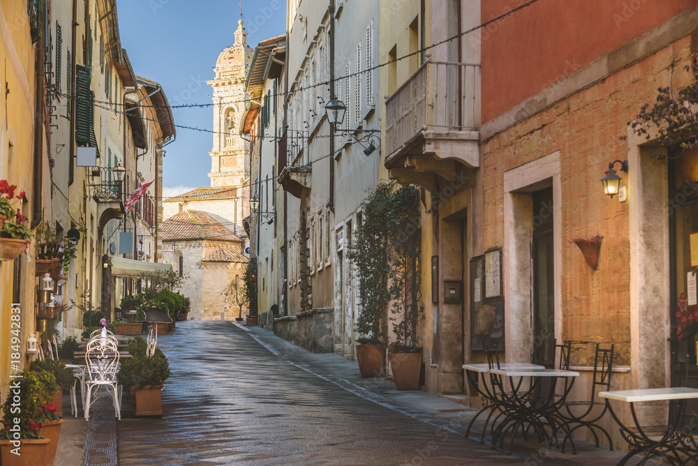 Absolutely beautiful town in southern Tuscany, somewhere in the Val d'Orcia, San Quirico d'Orcia, Italy.