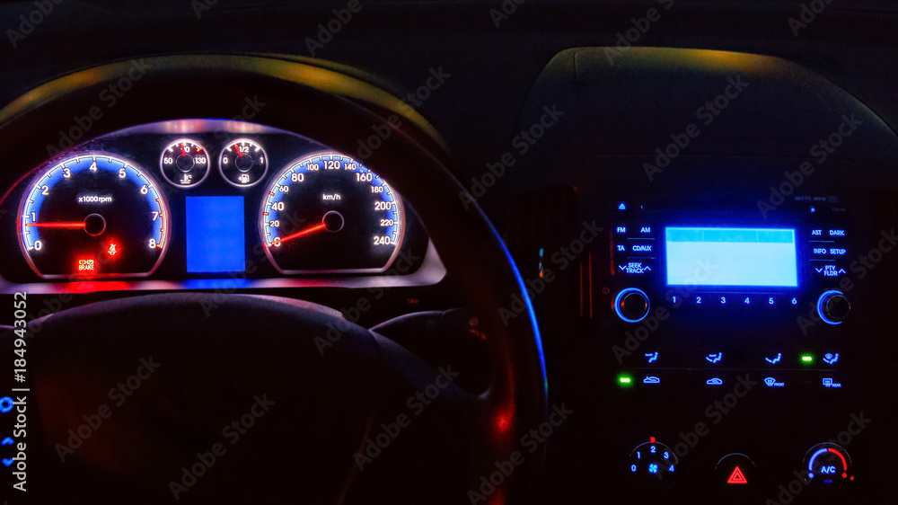 car dashboard night