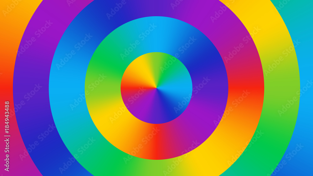 Colorful abstract wallpaper consisting of bright gradient colored circles.  Color wheel. Fun, bright, cheerful color background. Color spectrum RGB  art. Stock Illustration | Adobe Stock