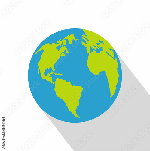 Continent on planet icon. Flat illustration of continent on planet vector icon for web