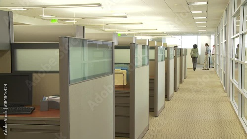 Young business colleagues walking in office setting