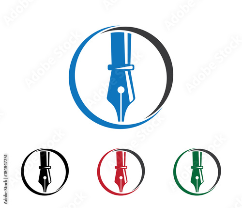 corporate fountain pen quill vector logo design