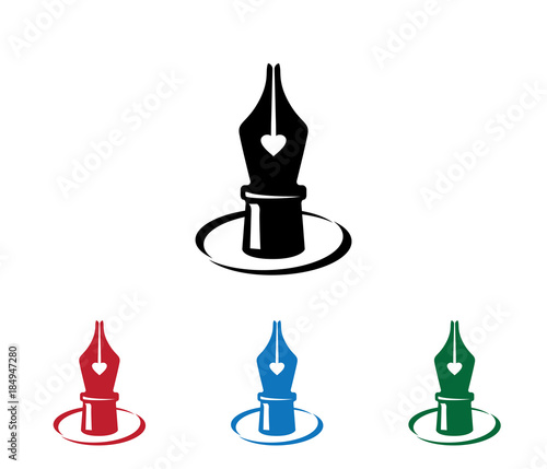 love romantic fountain pen quill vector logo design