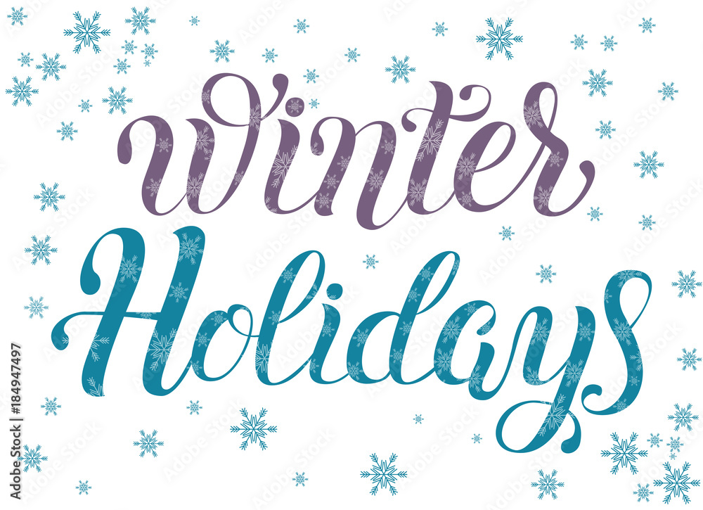 Winter Holidays vector lettering illustration