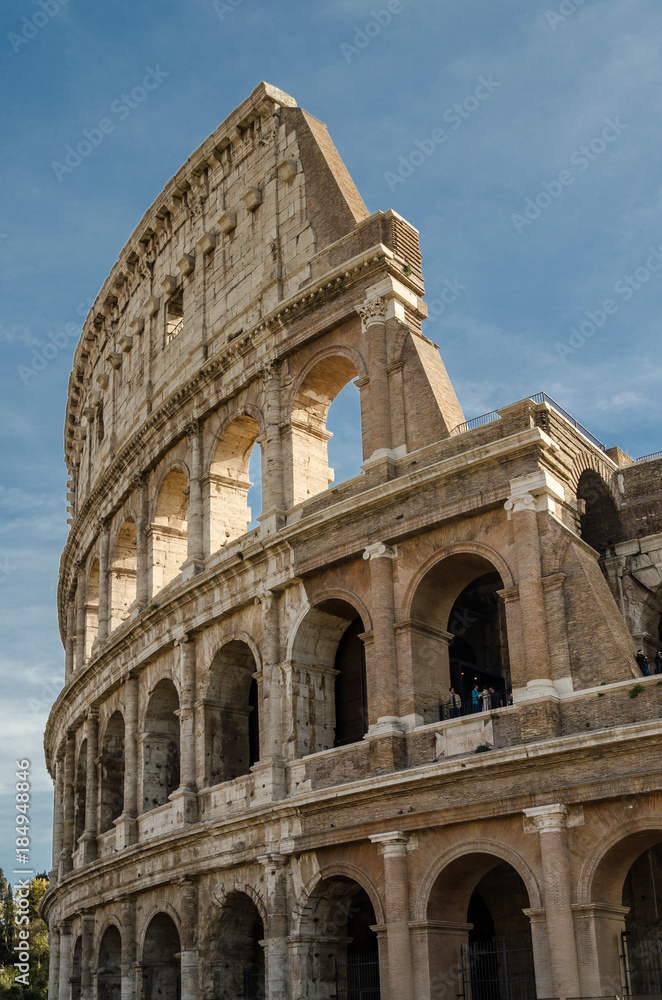 the coliseum in Rome, view of the facade of Coliseum in Rome, Italy