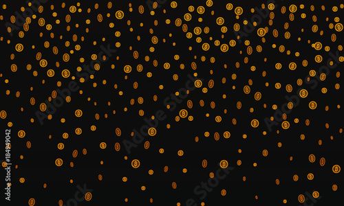 Bitcoins security business background. Bitcoin crypto mining visualization. Business wallet background, security currency exchange, vector model. Crypto virtual payment finance. Gold money trading.