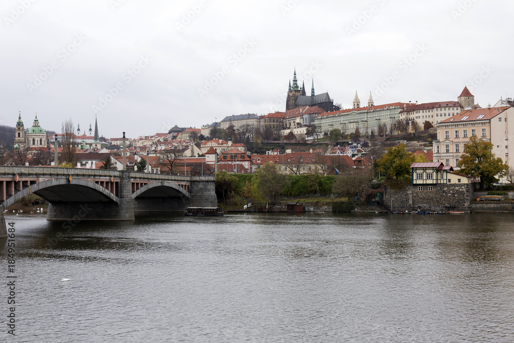 View on the Prague City with the gothic Castle, Czech Republic