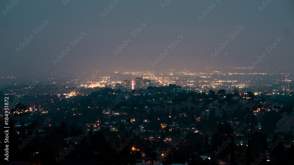 From the Topanga overlook, looking down on Warner Center through the smoke.