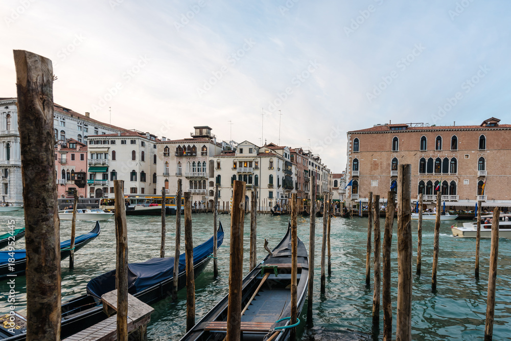 Venice with famous gondolas
