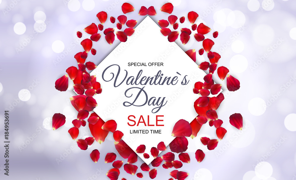 Valentines Day Sale Card with Frame. Vector Illustration Valentines Day Sale Card with Frame. Vector Illustration