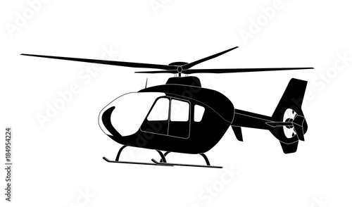 Sticker on car: Silhouette of helicopter. Vector Illustration.