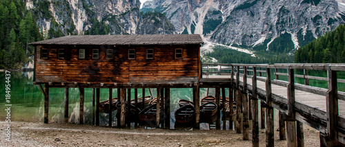 Lake in Italy Boat Dock on the beautiful Lago de Brais
