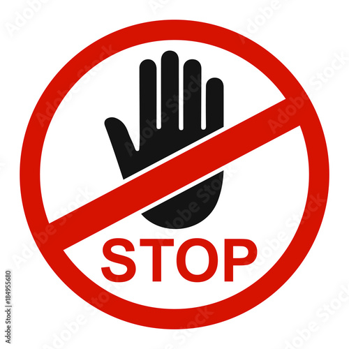 Stop sign icon with hand in circle - for stock
