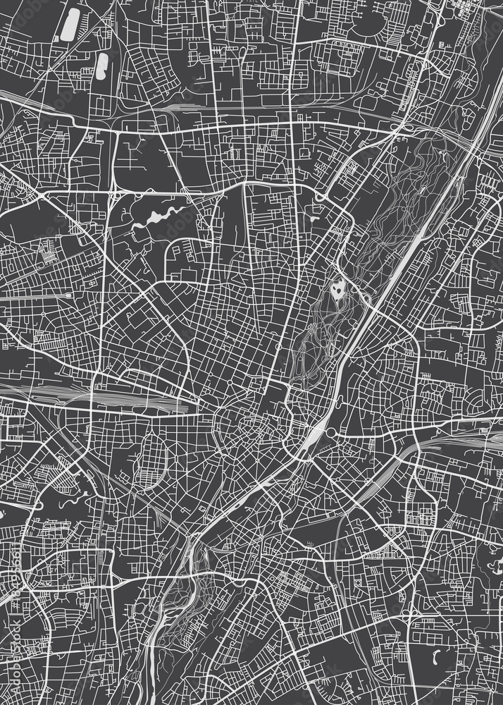 Obraz premium Plan miasta Monachium, szczegółowe mapy wektorowe