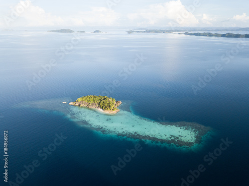 Aerial of Remote Islands and Reef in Raja Ampat