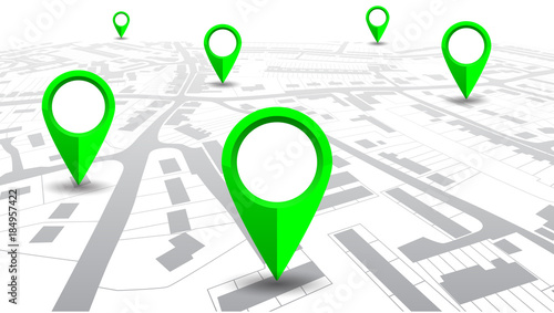 GPS navigator pointer on city map – stock vector