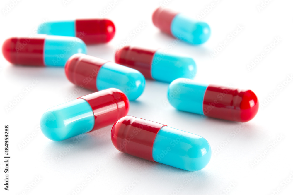 capsules of medicine on white background capsules of medicine on white background