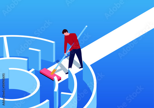 Businessman clears obstacles