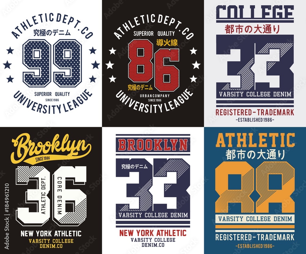 vector typography number varsity Stock Vector | Adobe Stock