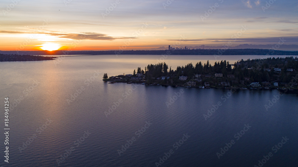 Lake Washington Sunset King County From Bellevue to Seattle
