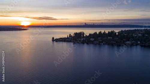 Lake Washington Sunset King County From Bellevue to Seattle