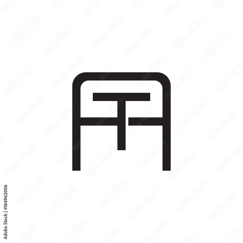 Initial letter A and T, AT, TA, overlapping T inside A, line art logo, black monogram color Initial letter A and T, AT, TA, overlapping T inside A, line art logo, black monogram color