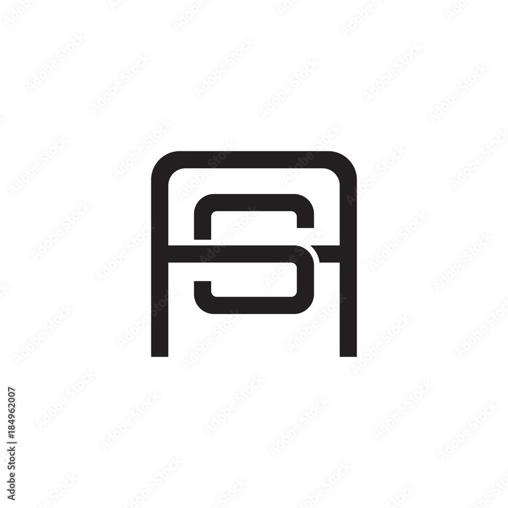 Initial letter A and S, AS, SA, overlapping S inside A, line art logo, black monogram color Initial letter A and S, AS, SA, overlapping S inside A, line art logo, black monogram color