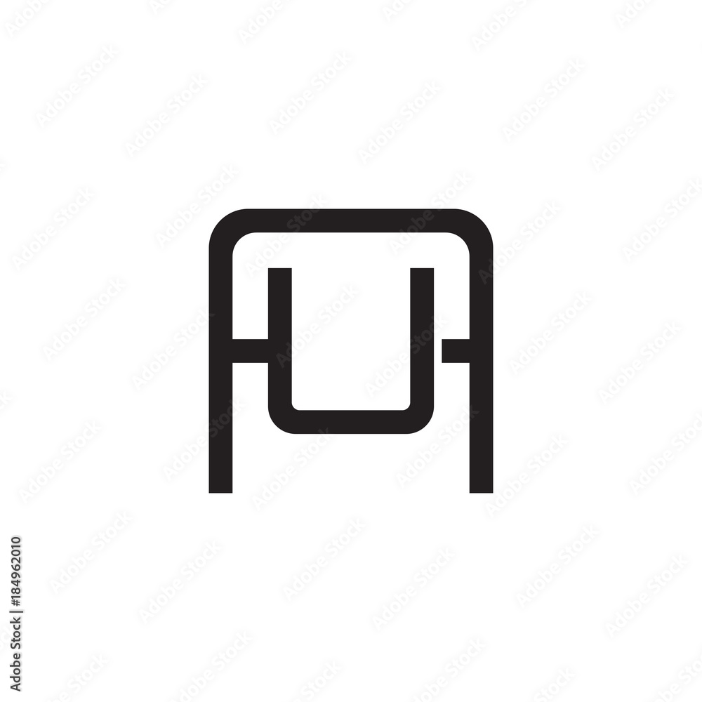 Initial letter A and U, AU, UA, overlapping U inside A, line art logo, black monogram color Initial letter A and U, AU, UA, overlapping U inside A, line art logo, black monogram color