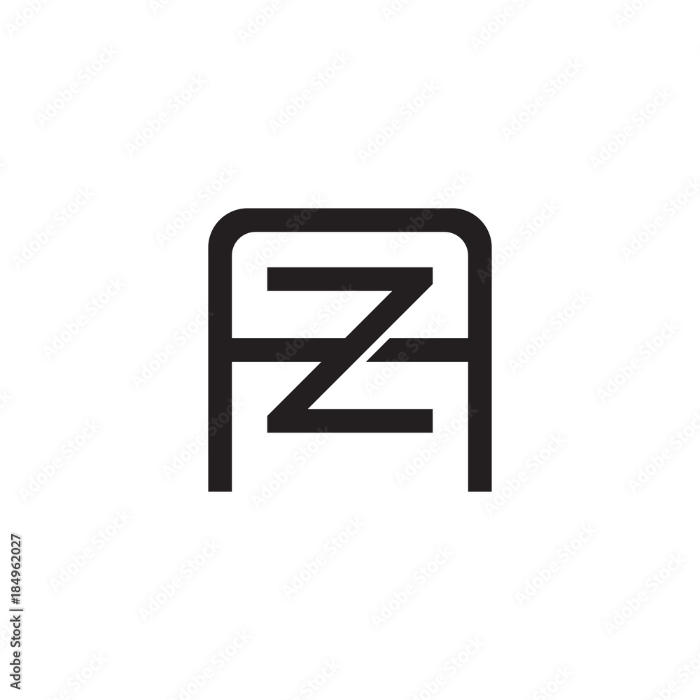 Initial letter A and Z, AZ, ZA, overlapping Z inside A, line art logo, black monogram color Initial letter A and Z, AZ, ZA, overlapping Z inside A, line art logo, black monogram color