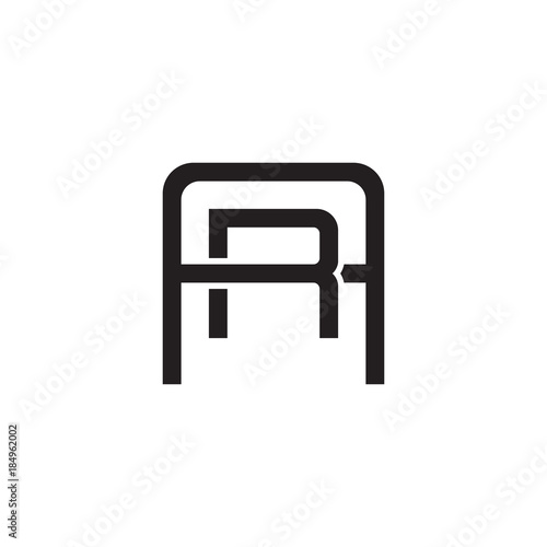 Initial letter A and R, AR, RA, overlapping R inside A, line art logo, black monogram color