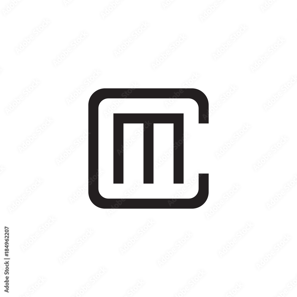 Initial letter C and M, CM, MC, overlapping M inside C, line art logo, black monogram color Initial letter C and M, CM, MC, overlapping M inside C, line art logo, black monogram color