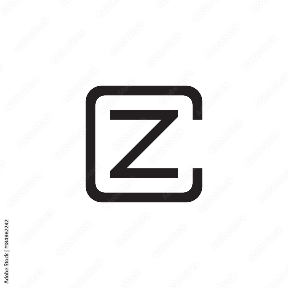 Initial letter C and Z, CZ, ZC, overlapping Z inside C, line art logo, black monogram color Initial letter C and Z, CZ, ZC, overlapping Z inside C, line art logo, black monogram color