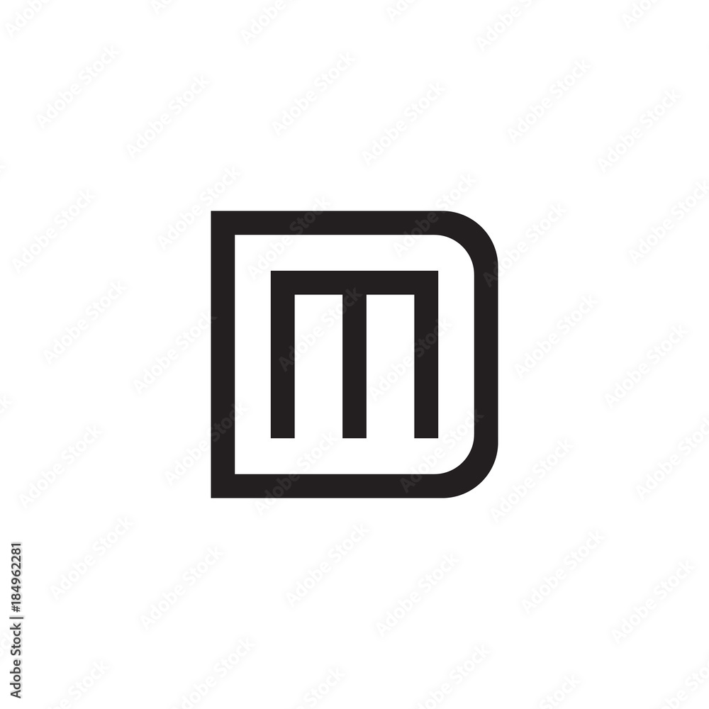 Initial letter D and M, DM, MD, overlapping M inside D, line art logo, black monogram color Initial letter D and M, DM, MD, overlapping M inside D, line art logo, black monogram color
