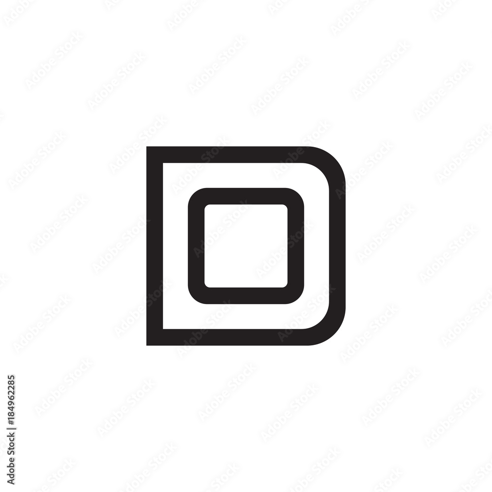 Initial letter D and O, DO, OD, overlapping O inside D, line art logo, black monogram color Initial letter D and O, DO, OD, overlapping O inside D, line art logo, black monogram color