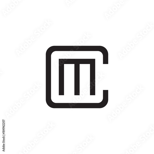 Initial letter C and M, CM, MC, overlapping M inside C, line art logo, black monogram color