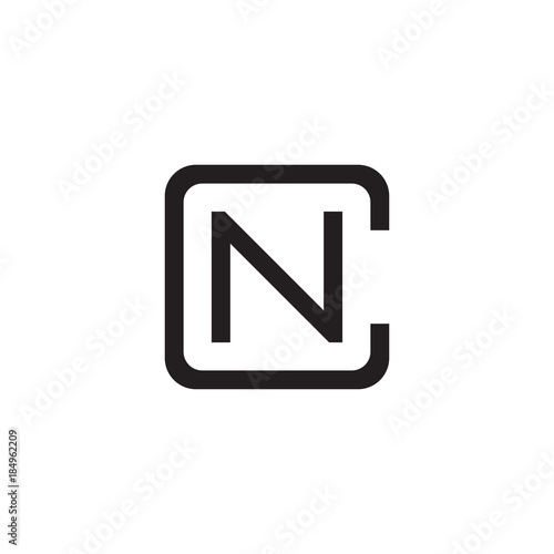 Initial letter C and N, CN, NC, overlapping N inside C, line art logo, black monogram color
