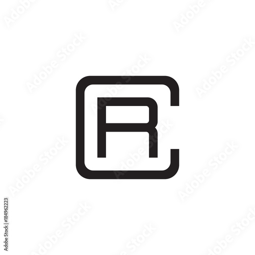 Initial letter C and R, CR, RC, overlapping R inside C, line art logo, black monogram color