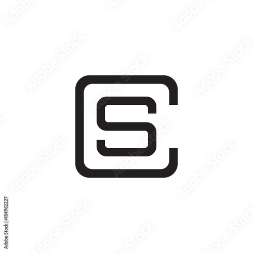 Initial letter C and S, CS, SC, overlapping S inside C, line art logo, black monogram color