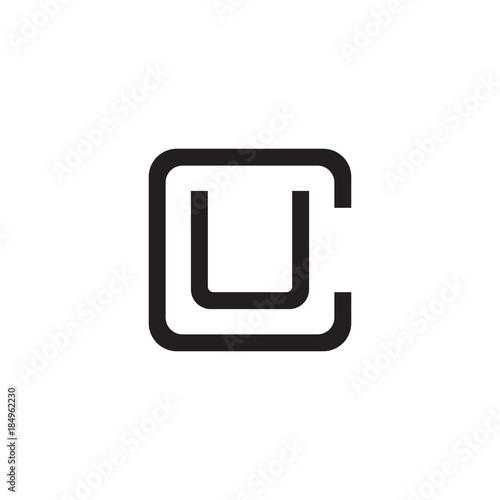 Initial letter C and U, CU, UC, overlapping U inside C, line art logo, black monogram color