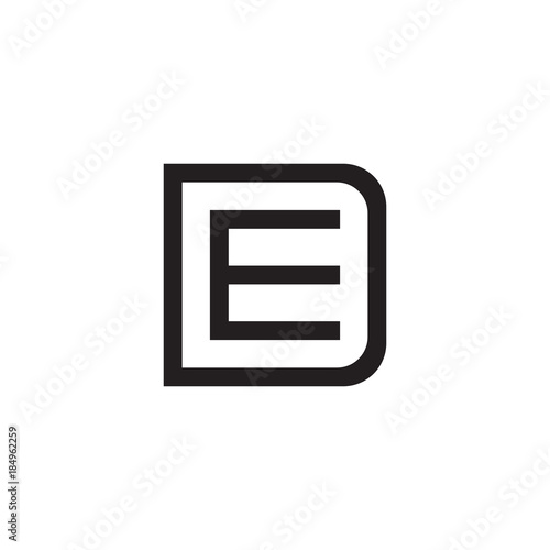 Initial letter D and E, DE, ED, overlapping E inside D, line art logo, black monogram color