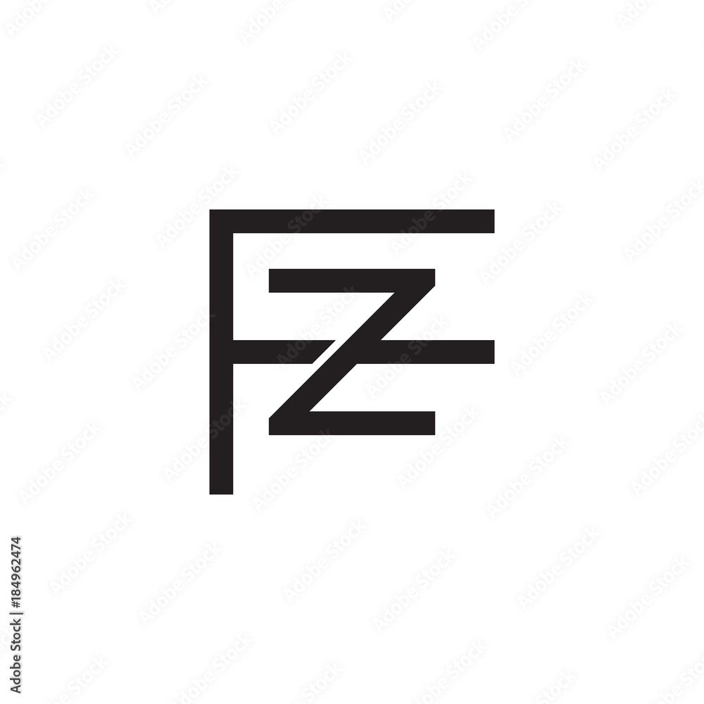 Initial letter F and Z, FZ, ZF, overlapping Z inside F, line art