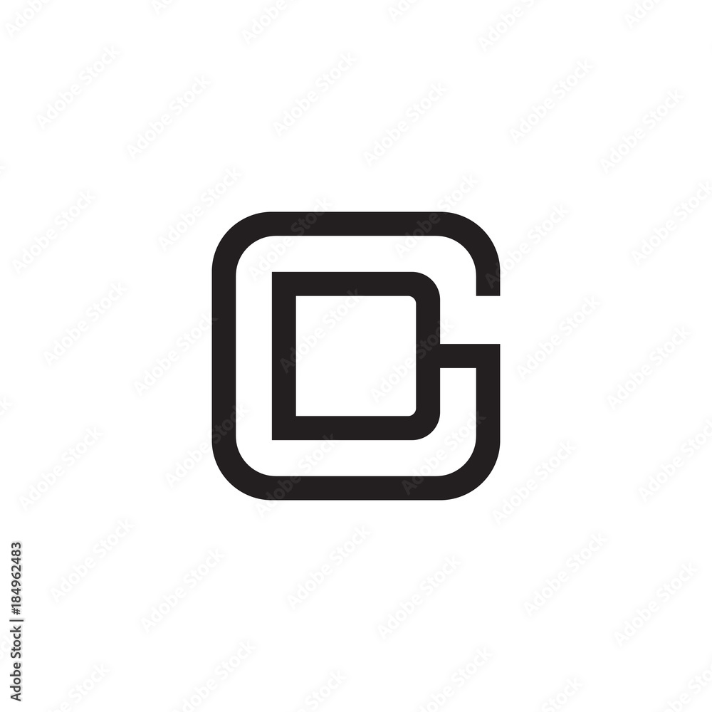 Initial letter G and D, GD, DG, overlapping D inside G, line art logo, black monogram color Initial letter G and D, GD, DG, overlapping D inside G, line art logo, black monogram color