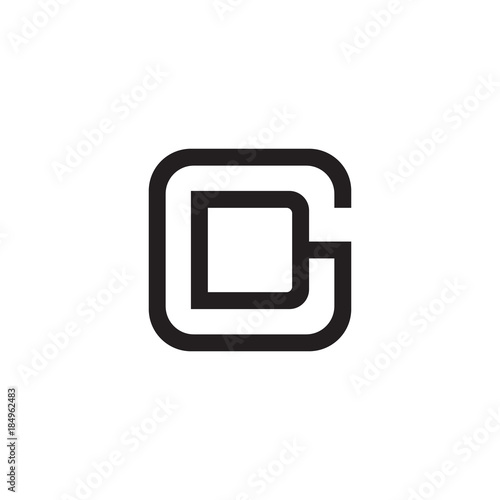 Initial letter G and D, GD, DG, overlapping D inside G, line art logo, black monogram color
