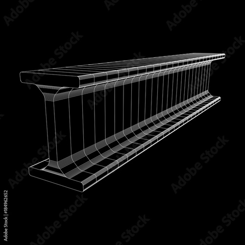 Wireframe low poly mesh construction metallurgy beam profile symbol vector illustration