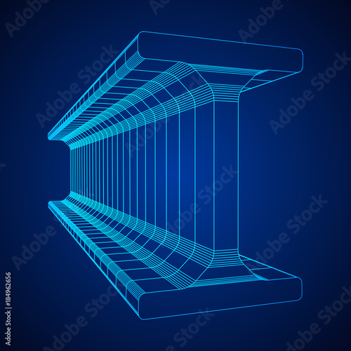 Wireframe low poly mesh construction metallurgy beam profile symbol vector illustration