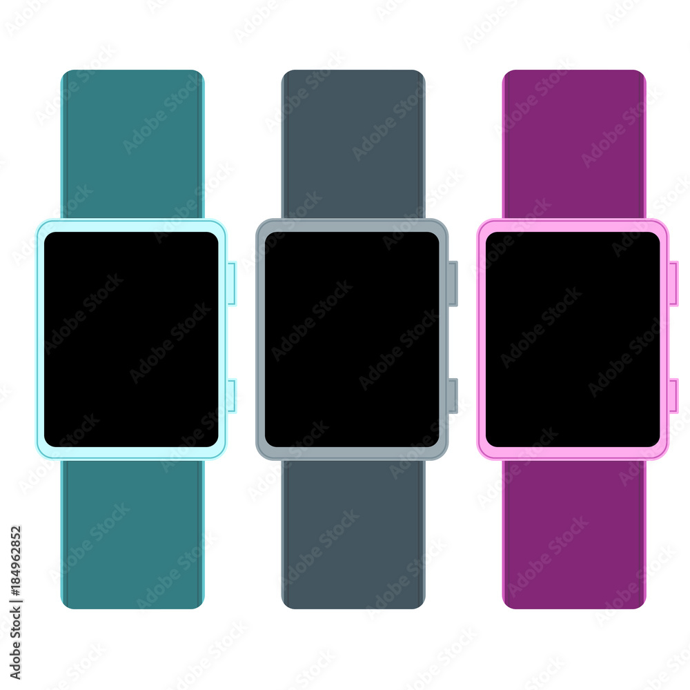 smartwatch digital accessory flat icon set smartwatch digital accessory flat icon set