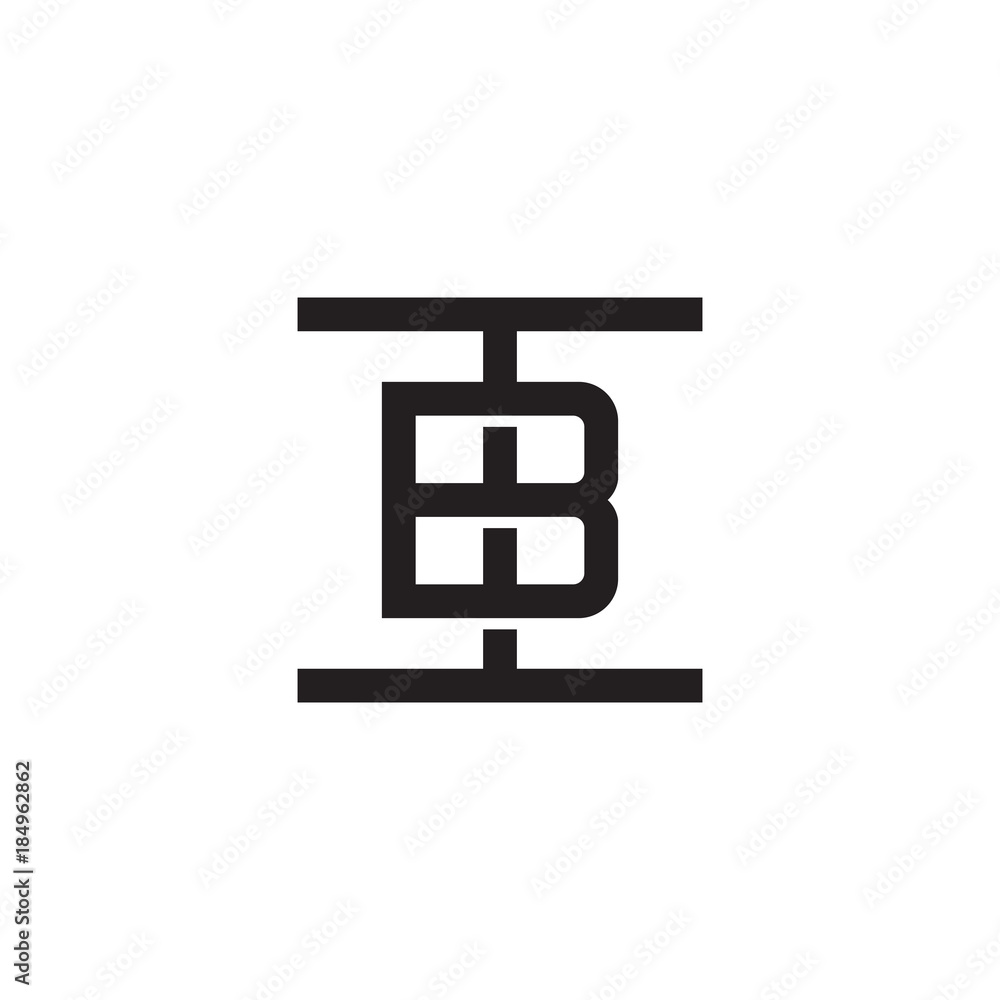 Initial letter I and B, IB, BI, overlapping B inside I, line art logo, black monogram color Initial letter I and B, IB, BI, overlapping B inside I, line art logo, black monogram color