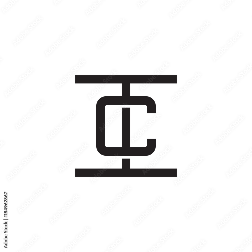 Initial letter I and C, IC, CI, overlapping C inside I, line art logo, black monogram color Initial letter I and C, IC, CI, overlapping C inside I, line art logo, black monogram color