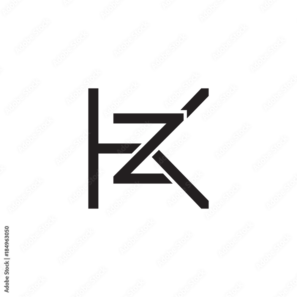 Initial letter K and Z, KZ, ZK, overlapping Z inside K, line art logo, black monogram color Initial letter K and Z, KZ, ZK, overlapping Z inside K, line art logo, black monogram color